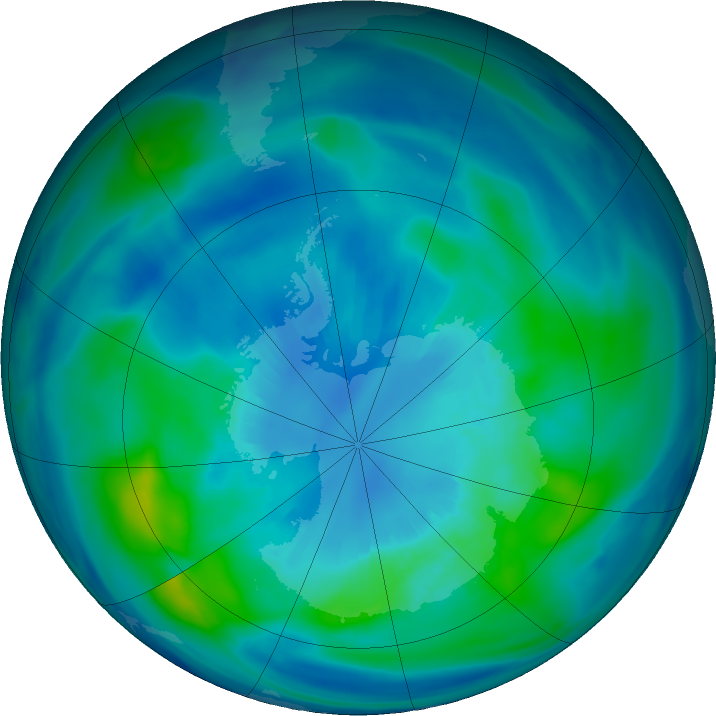 Antarctic ozone map for 05 April 2021